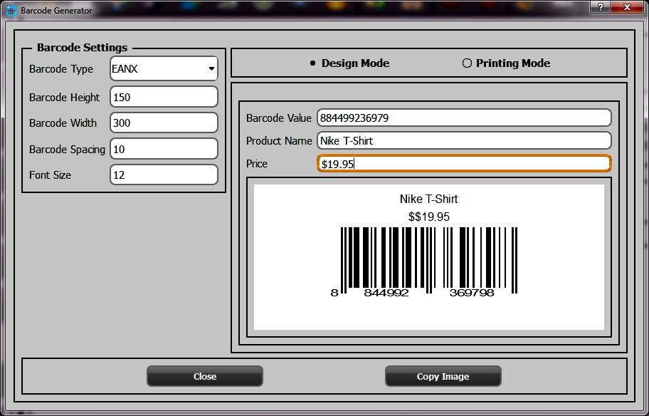 Barcode label generator forgarments and fashion store