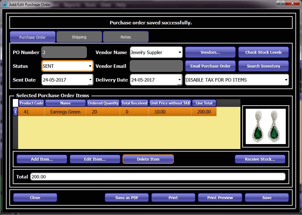 jewelery store purchase management